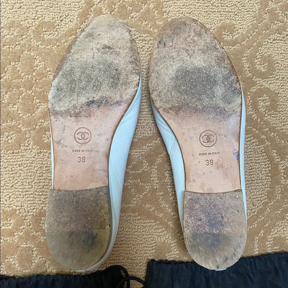 Chanel ballerina flats light blue silver toe cap - Picture 11 of 16